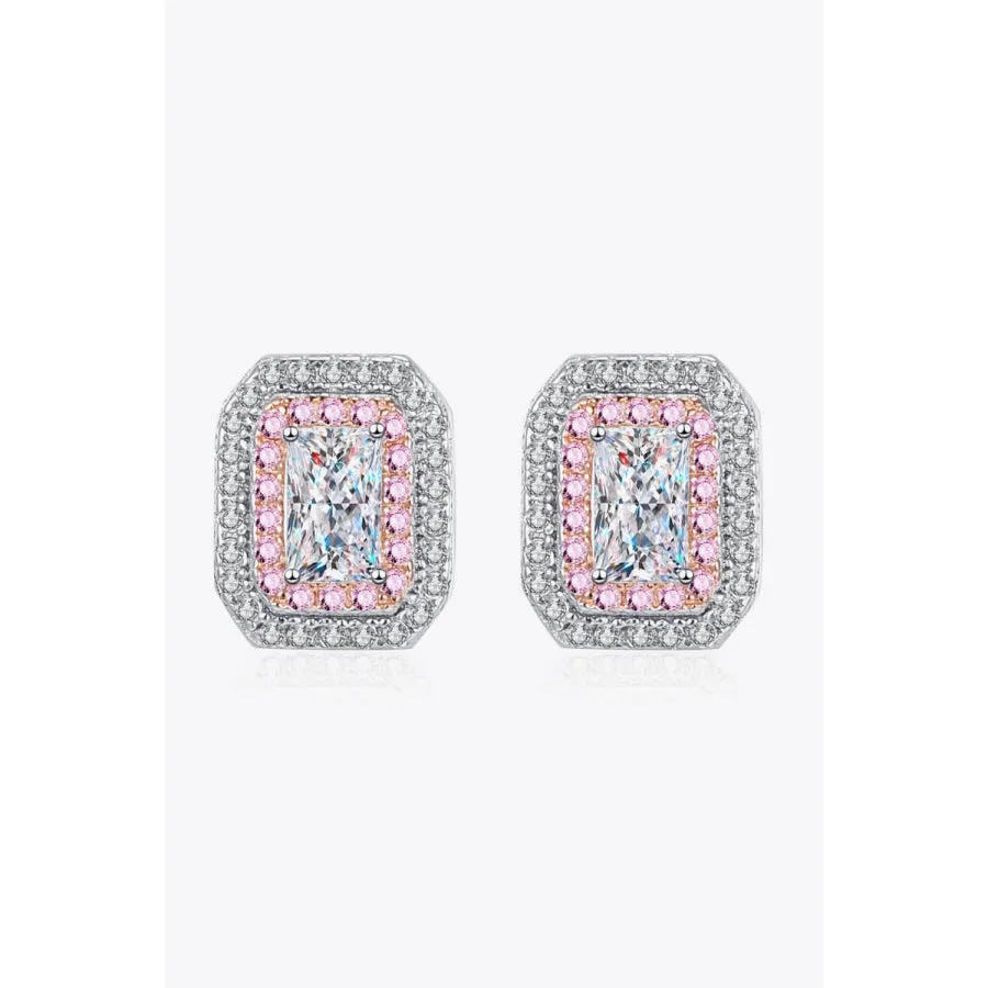 1 Carat Moissanite and Zircon Contrast Geometric Stud Earrings