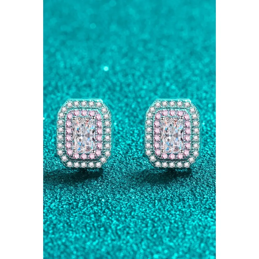 1 Carat Moissanite and Zircon Contrast Geometric Stud Earrings