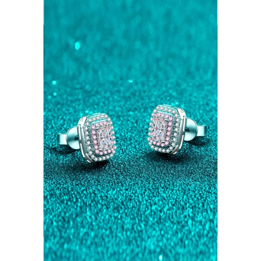 1 Carat Moissanite and Zircon Contrast Geometric Stud Earrings