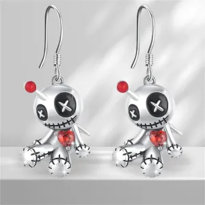 1 Pair Voodoo Doll Red Heart Pendant Earrings - Creative Punk Cartoon Accessories, Halloween Gift