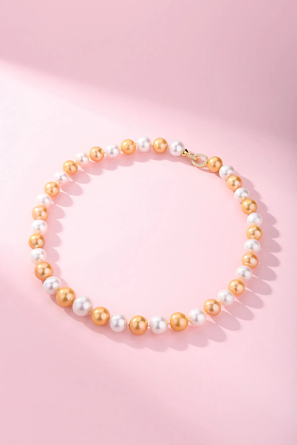 10-11mm Dyed Golden and White Freshwater Pearl Necklace