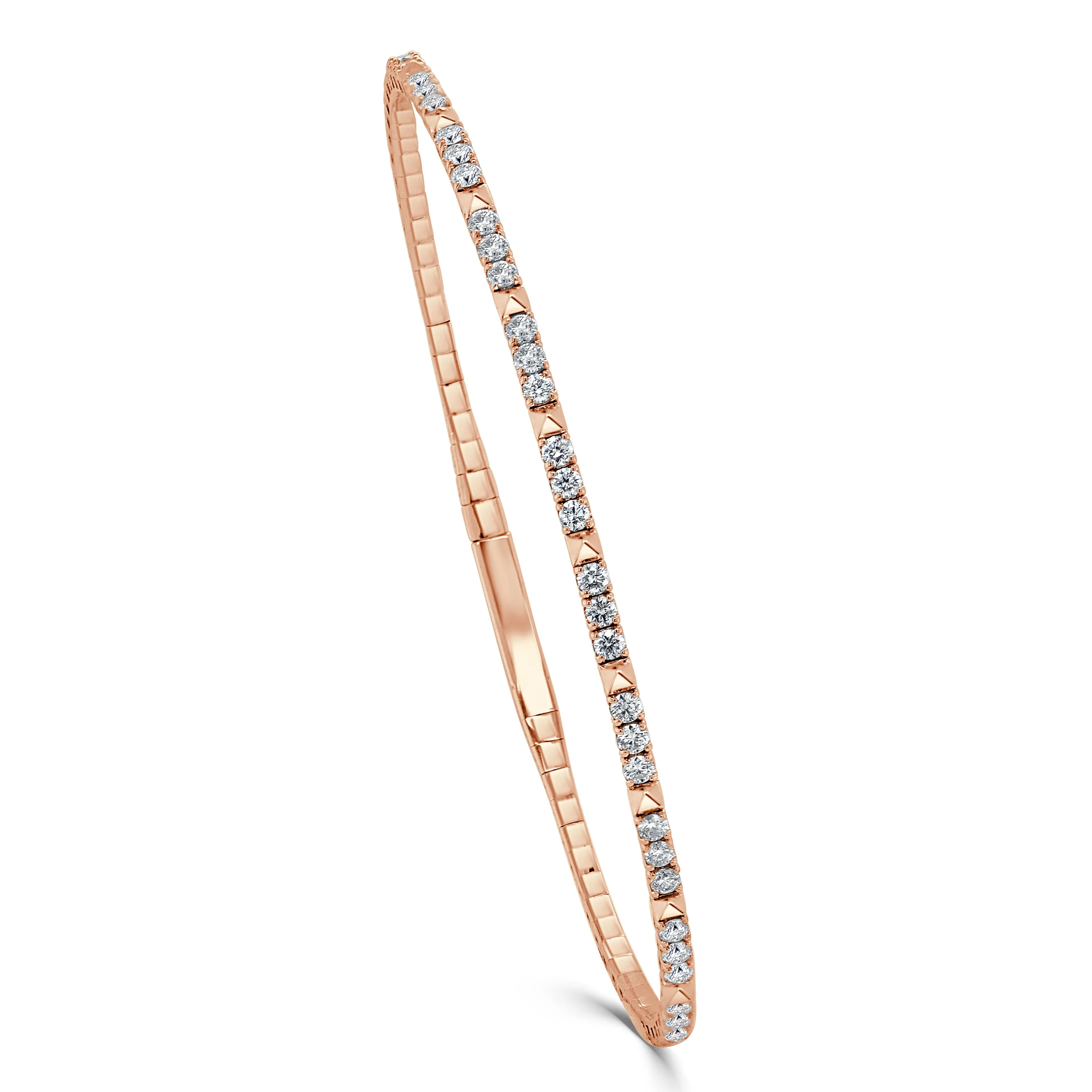 14k Gold & Diamond Flexible Bangle - 0.83ct