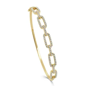 14k Gold & Diamond Link Bangle- 0.98 ct.