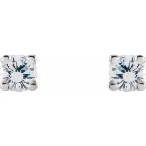 14K White 2.5 mm Natural White Sapphire Stud Earrings