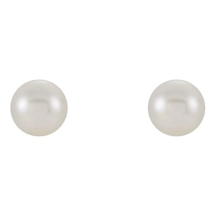 14K White 5-5.5 mm Cultured White Freshwater Pearl Earrings