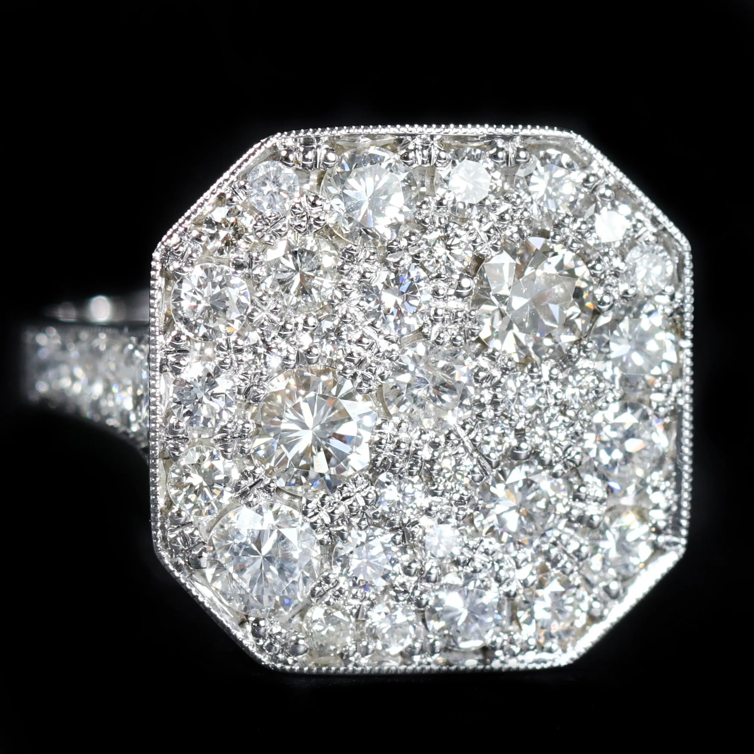 14K White Gold 1.71 CTW Diamond Pavé Ring