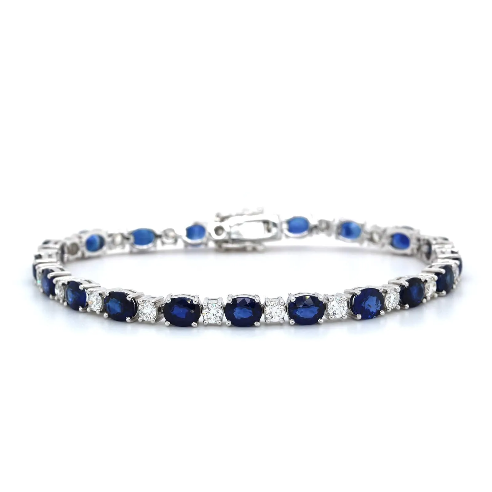 14K White Gold Diamond and Sapphire Bracelet