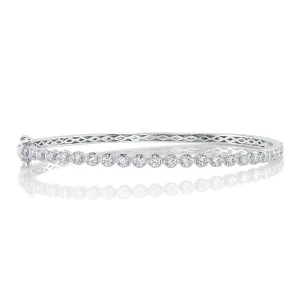 14K White Gold Diamond Crown Setting Bangle Bracelet