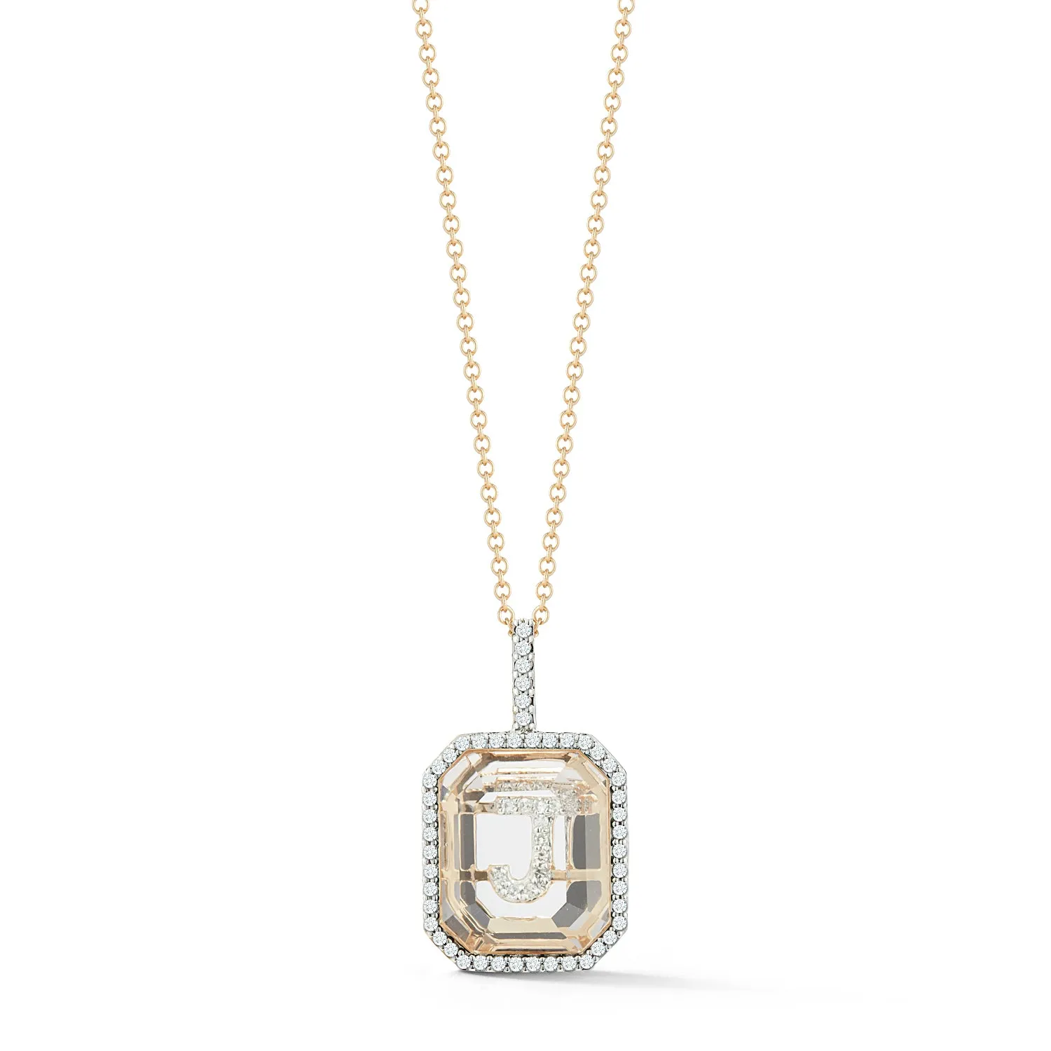 14kt Diamond Frame Secret Initial Necklace // A - Z