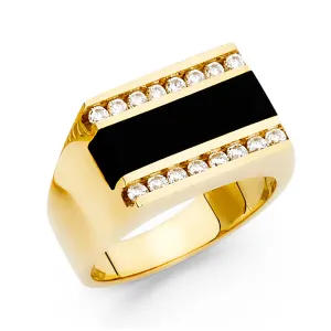 14KY ONYX MENS RING