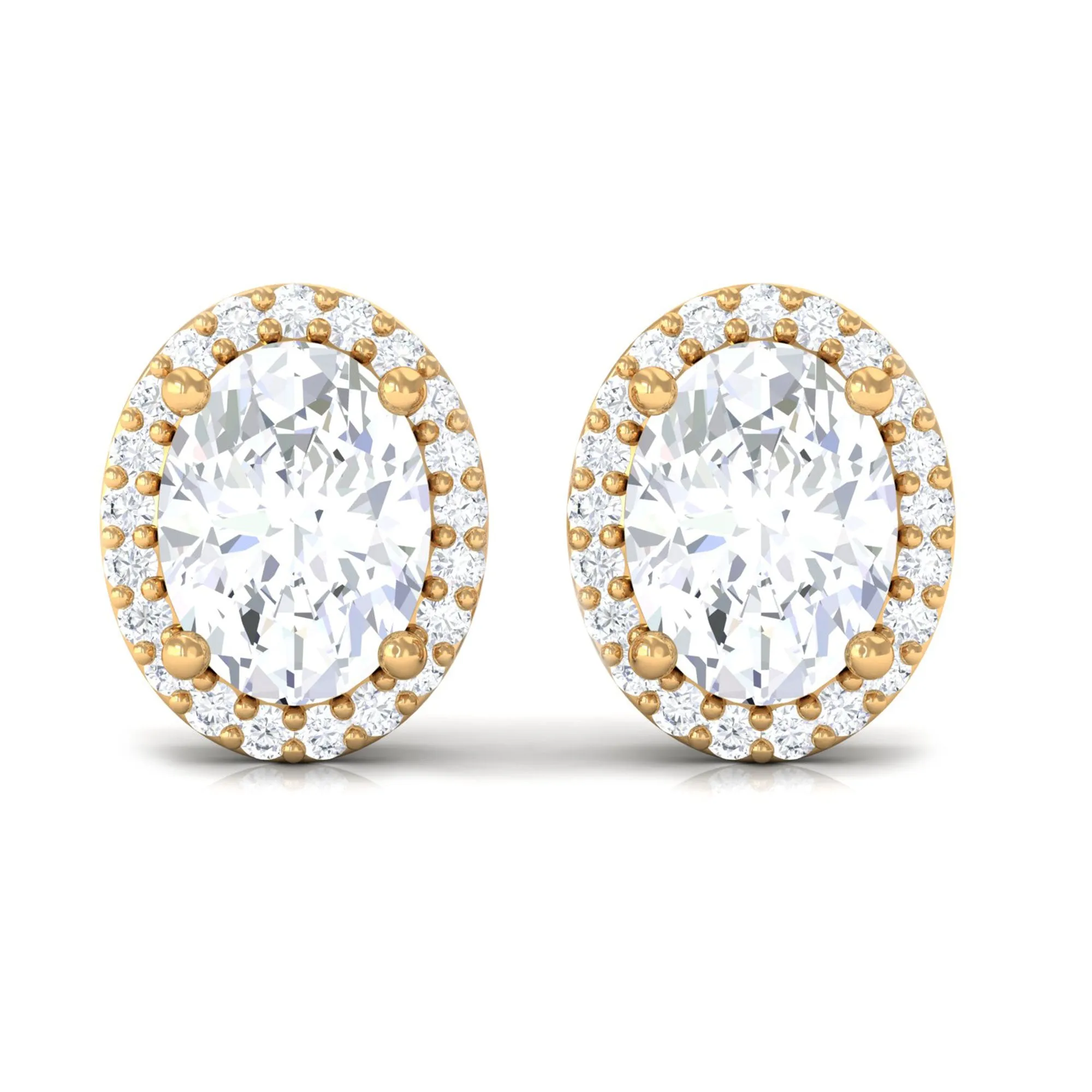 1.75 CT Oval Cut Cubic Zirconia Halo Stud Earrings