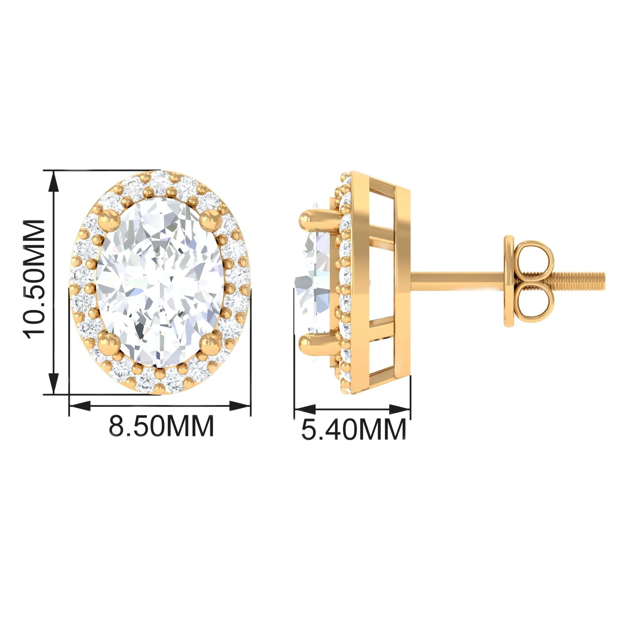 1.75 CT Oval Cut Cubic Zirconia Halo Stud Earrings