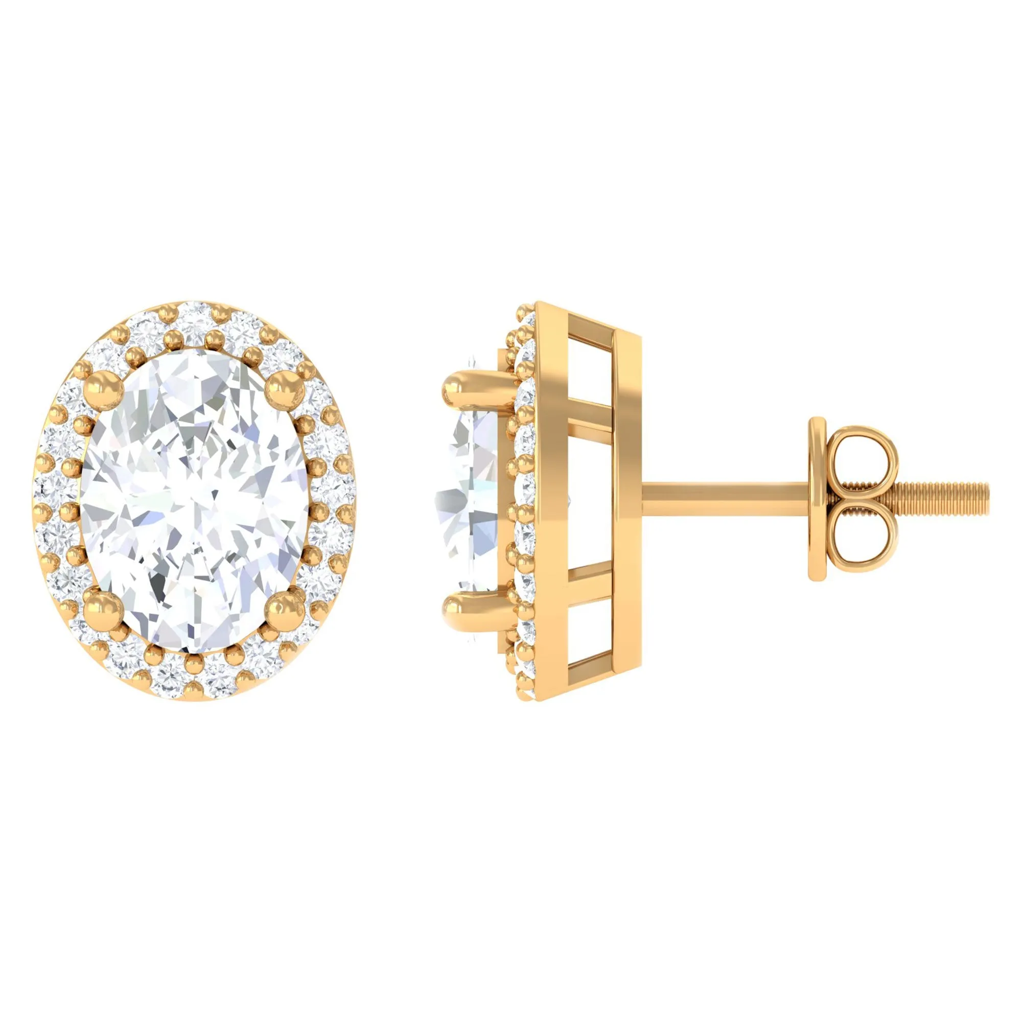 1.75 CT Oval Cut Cubic Zirconia Halo Stud Earrings