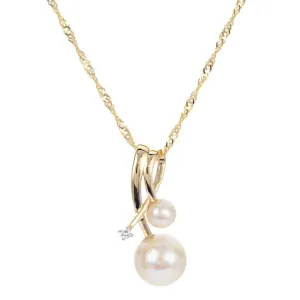 18 inch Fresh Water Pearl and Natural Diamond Necklace with 14K Yellow Clasp