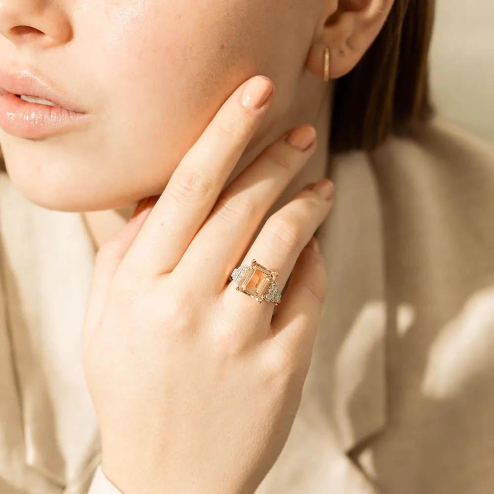 18ct Rose Gold Morganite & Diamond Maya Ring