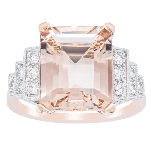 18ct Rose Gold Morganite & Diamond Maya Ring