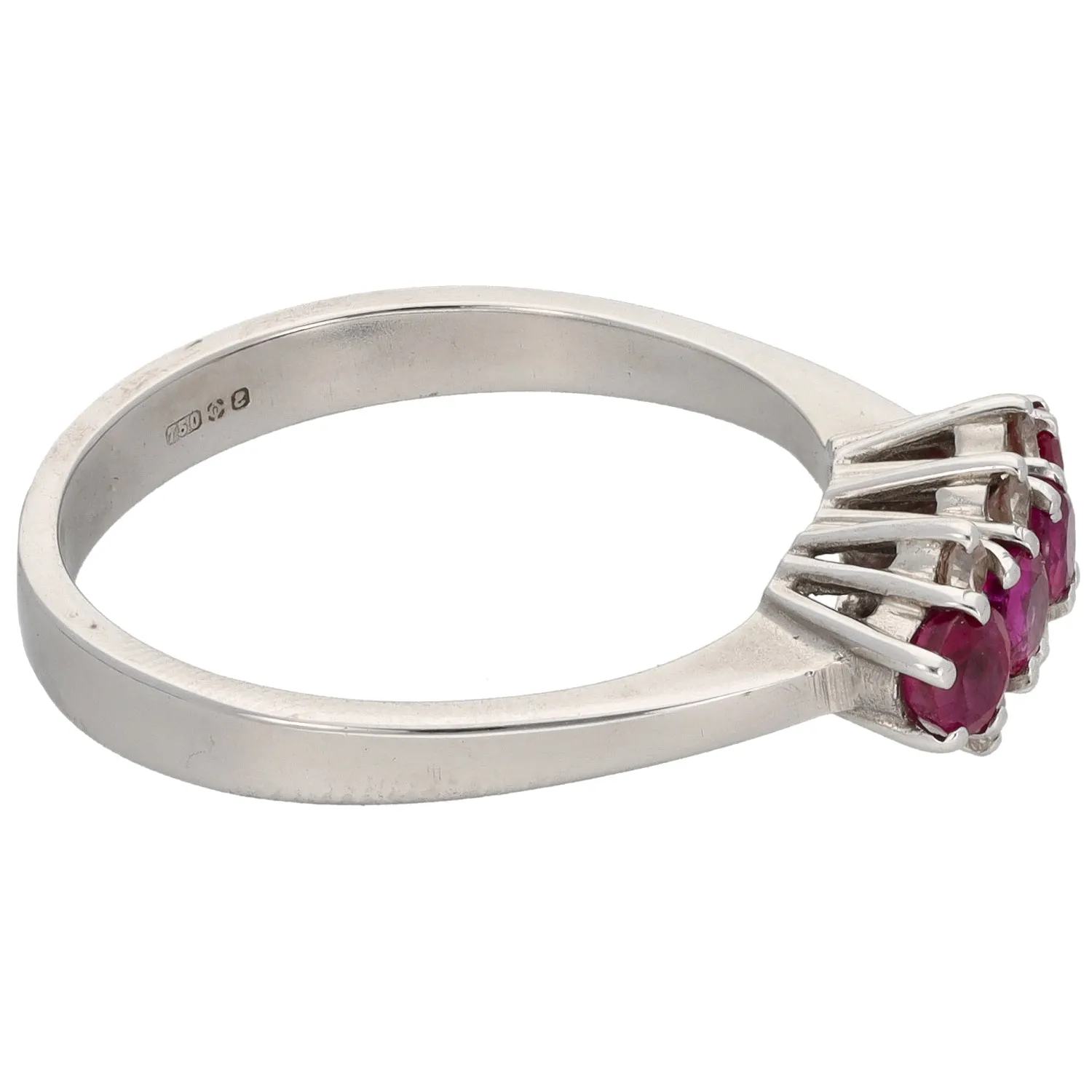 18ct White Gold 0.06ct Diamond & Ruby Dress/Cocktail Ring Size S