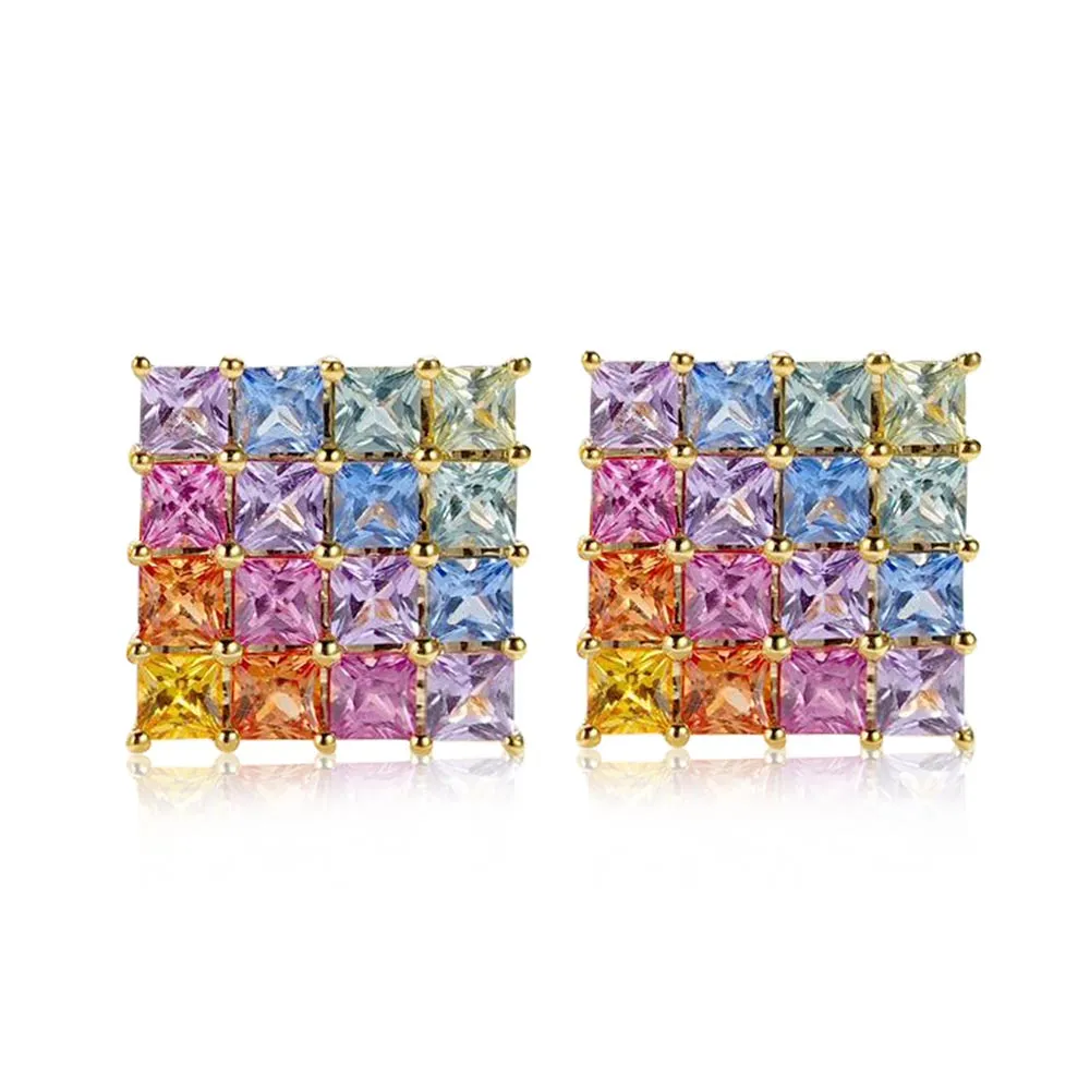 18k Gold Sapphire Oil Painting Earrings