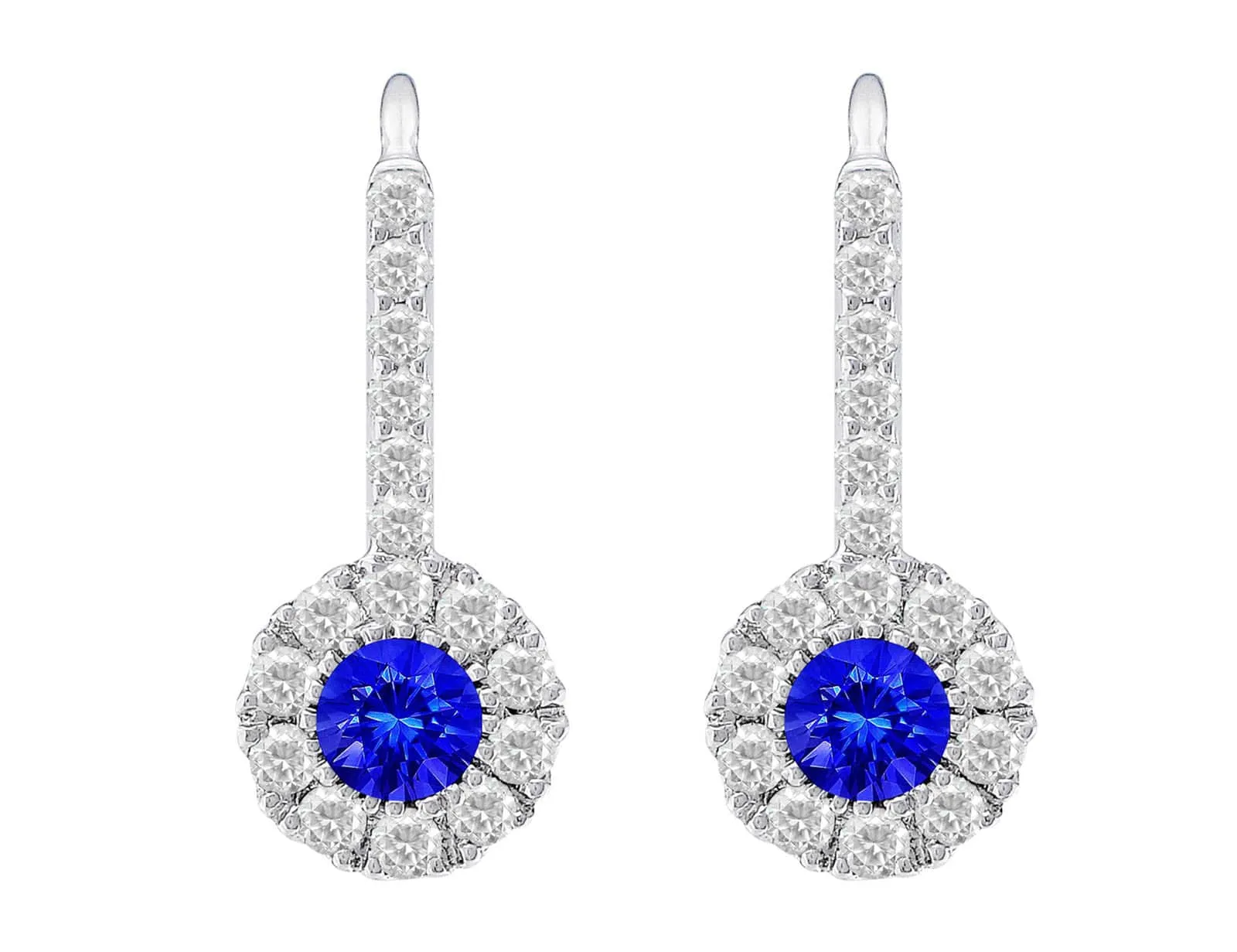 18k White Gold Sapphire & Diamond Drop Earrings