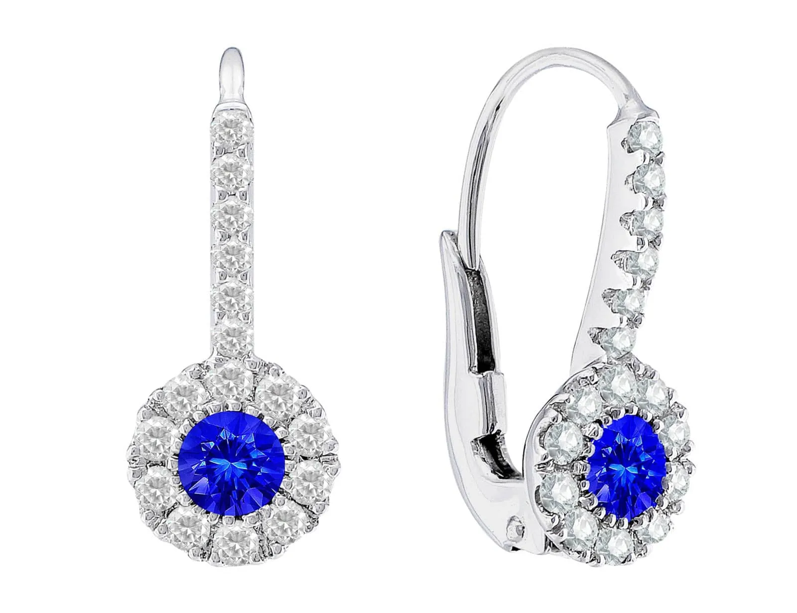 18k White Gold Sapphire & Diamond Drop Earrings