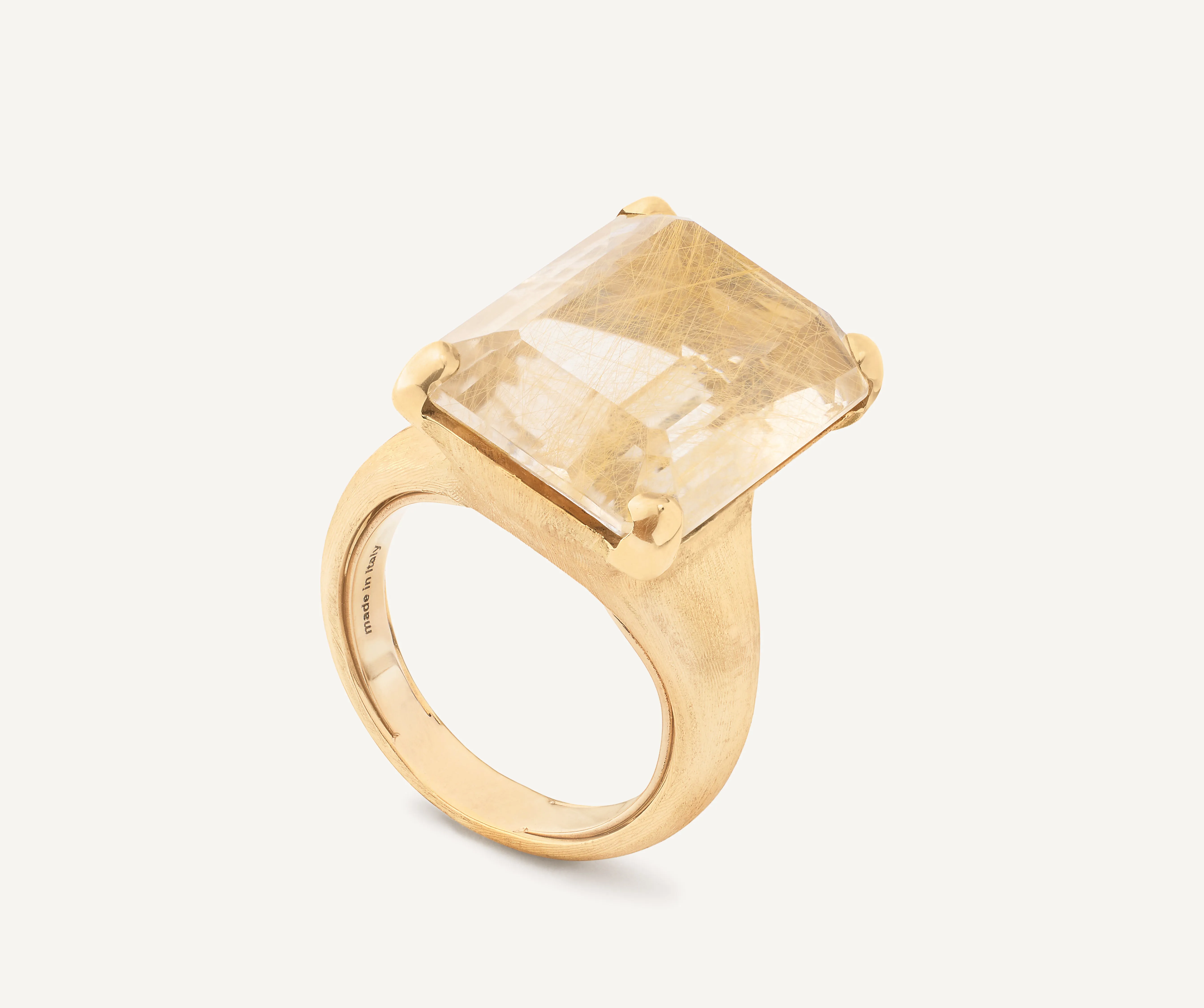 18K Yellow Gold Rutilated Quartz Cocktail Ring