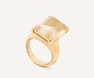 18K Yellow Gold Rutilated Quartz Cocktail Ring