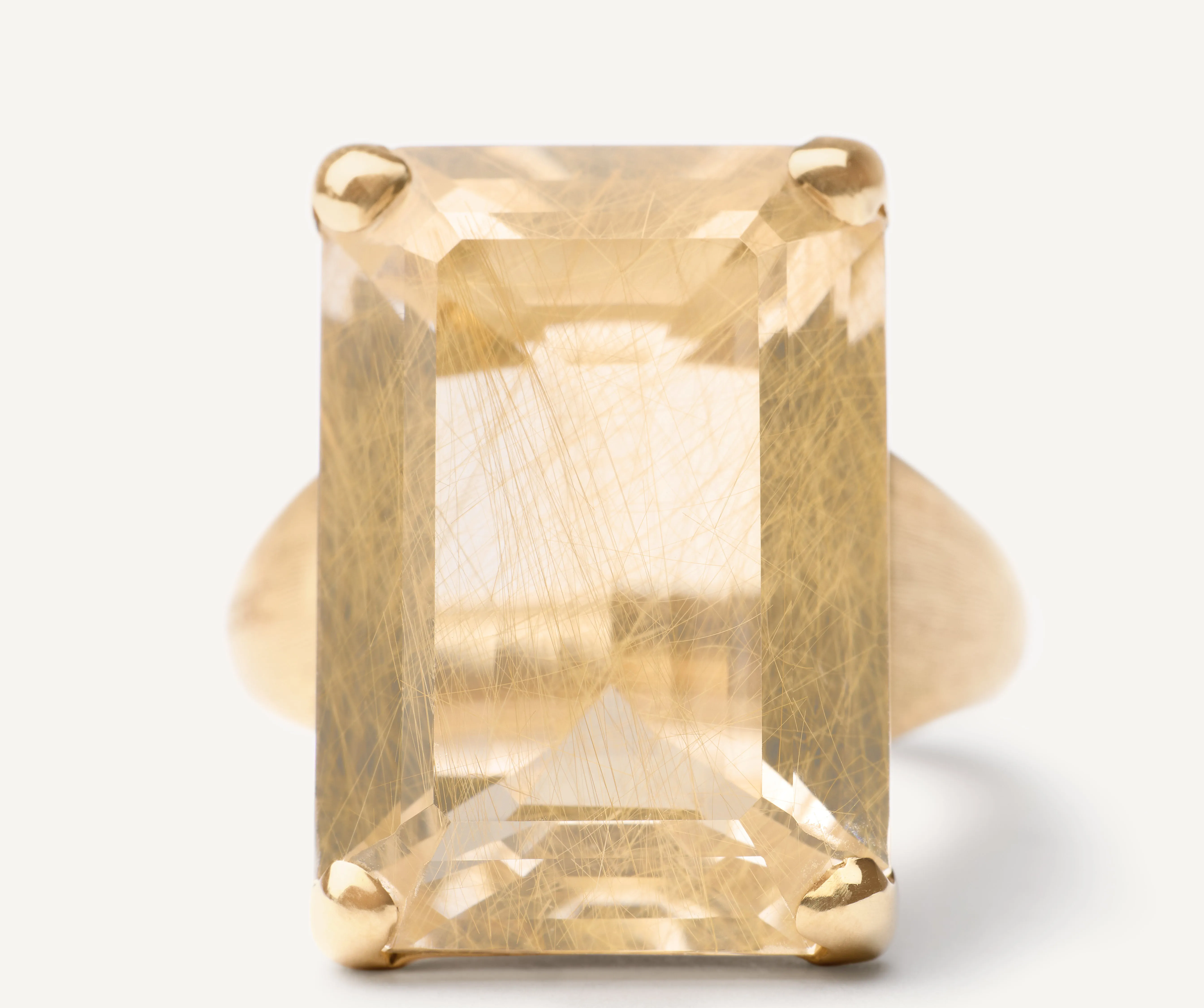 18K Yellow Gold Rutilated Quartz Cocktail Ring