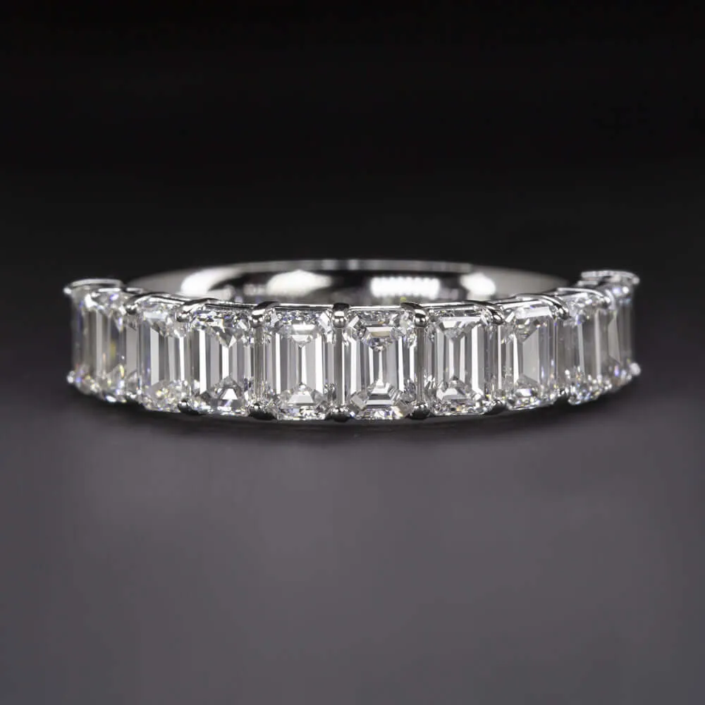 2 CARAT EMERALD CUT DIAMOND WEDDING BAND PLATINUM HALF ETERNITY RING BAGUETTE