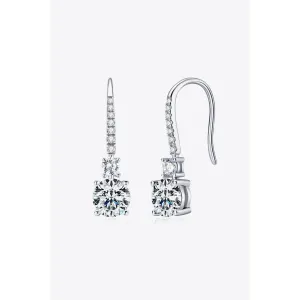 2 Carat Moissanite 925 Sterling Silver Drop Earrings