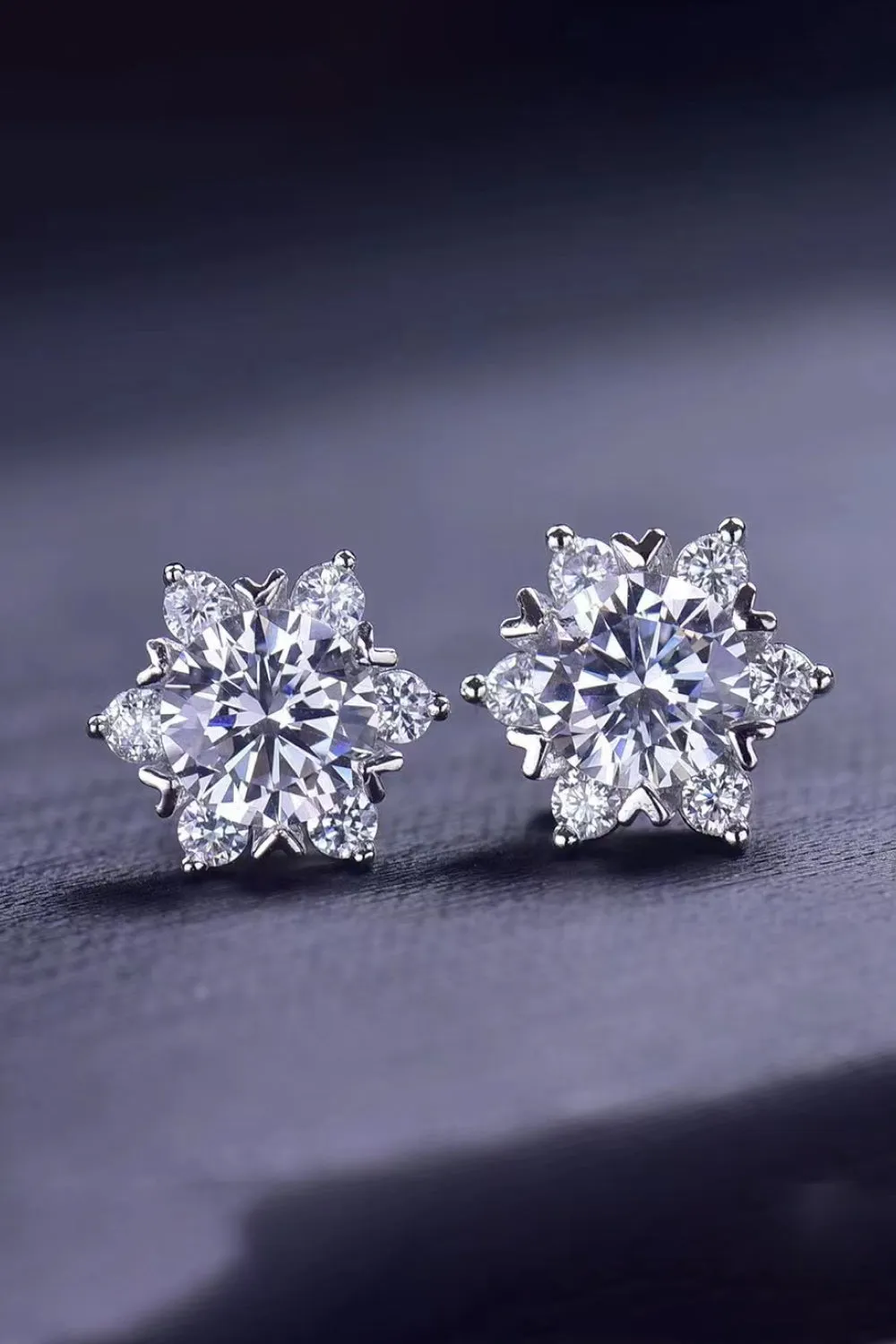 2 Carat Moissanite Floral Stud Earrings