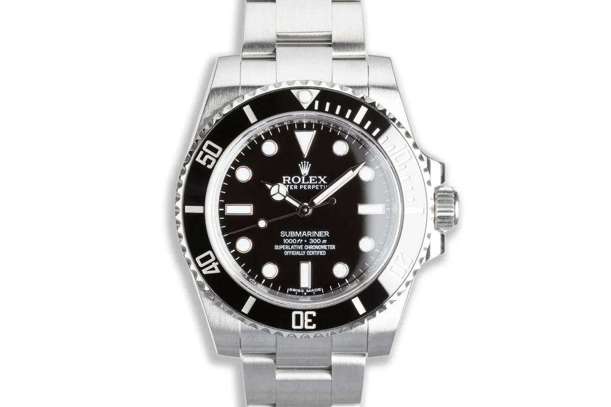 2015 Rolex Submariner No-Date 114060 with Box & Card