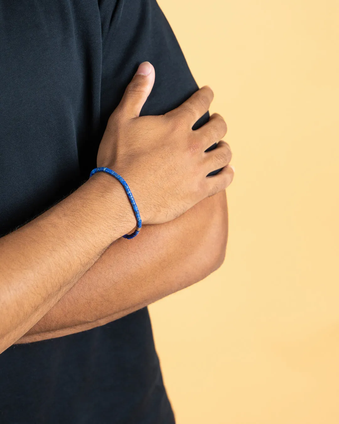 2mm Bracelet with Lapis Lazuli stones and titanium element