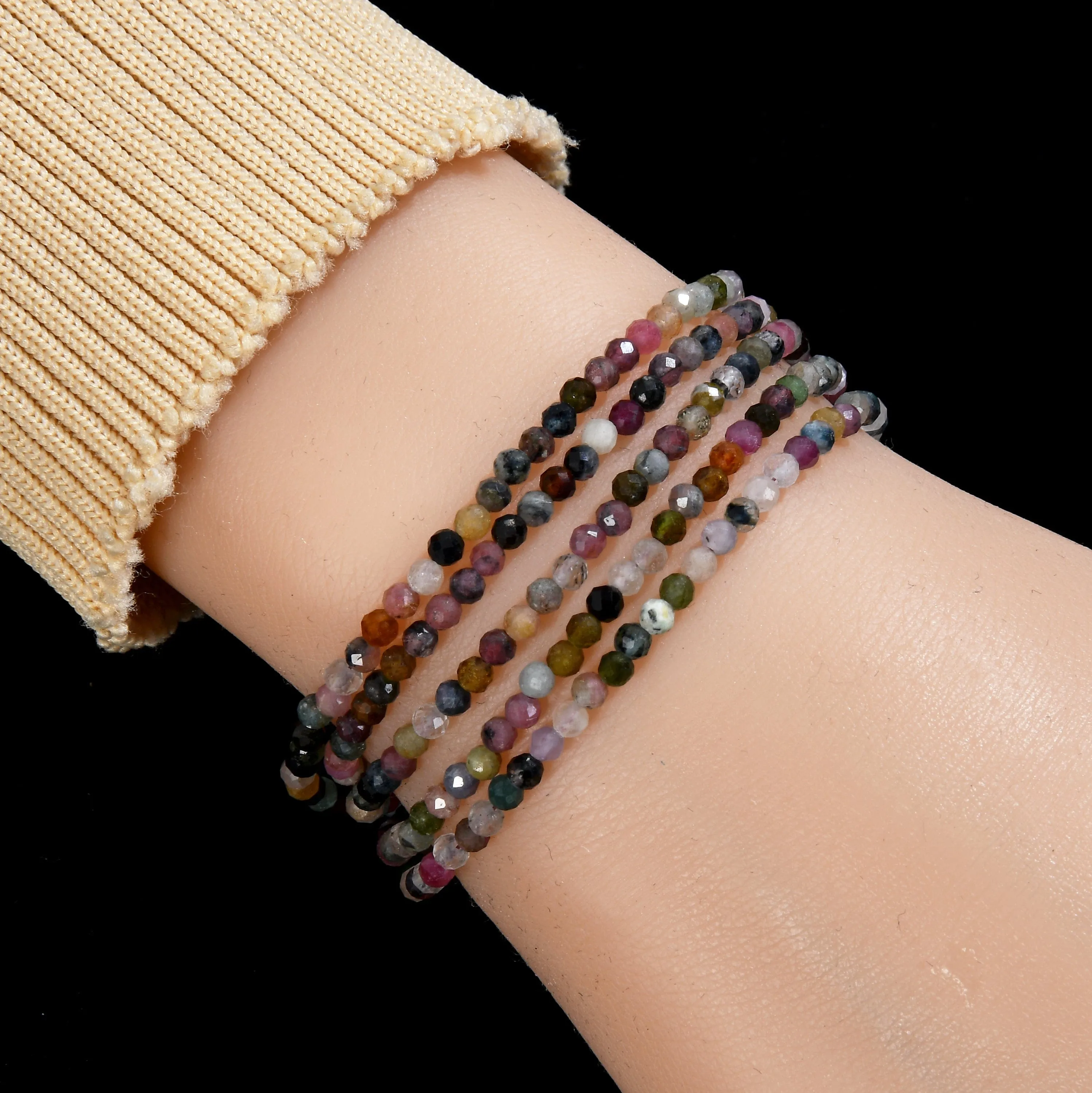 3mm Tourmaline Faceted 31" Necklace / Multi Wrap Bracelet