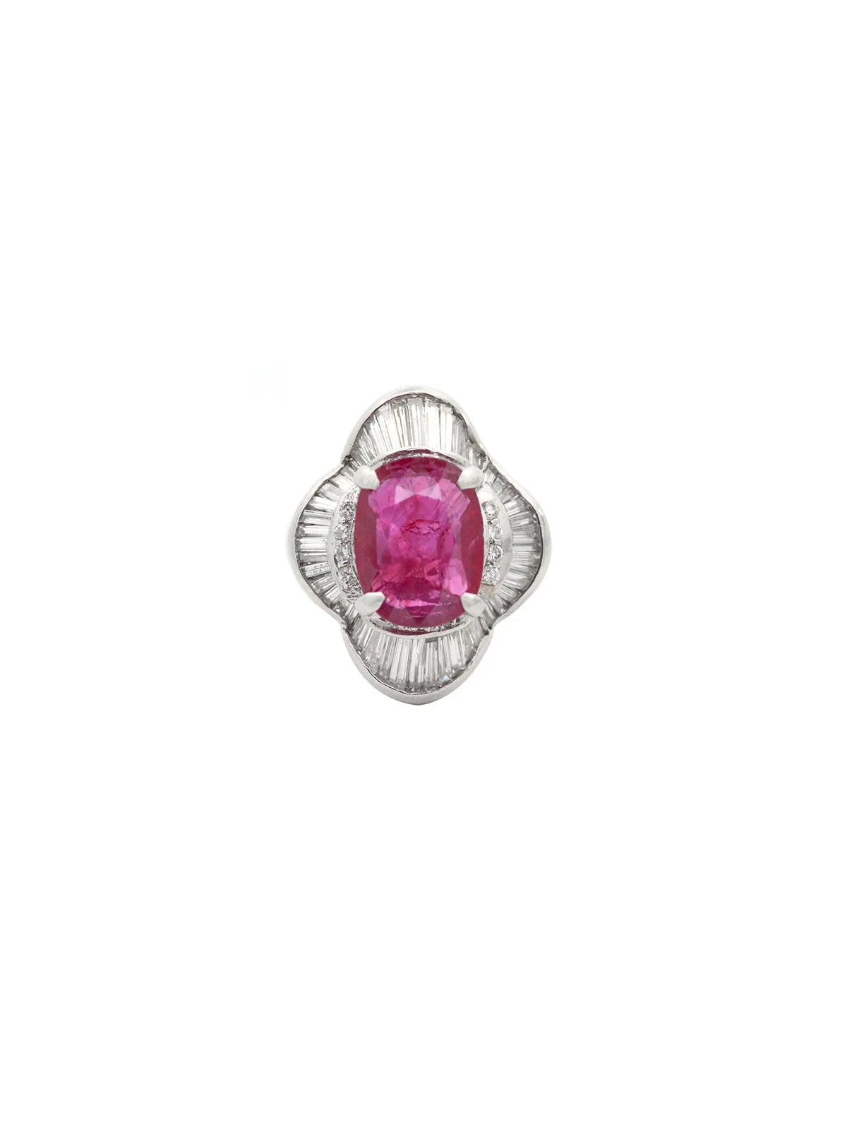 5.63ct Diamond Ruby Platinum Cluster Cocktail Ring