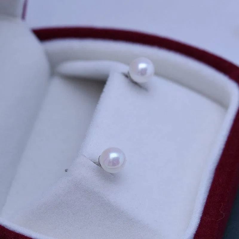 6-7mm Seawater Akoya Pearl & Stud Earrings