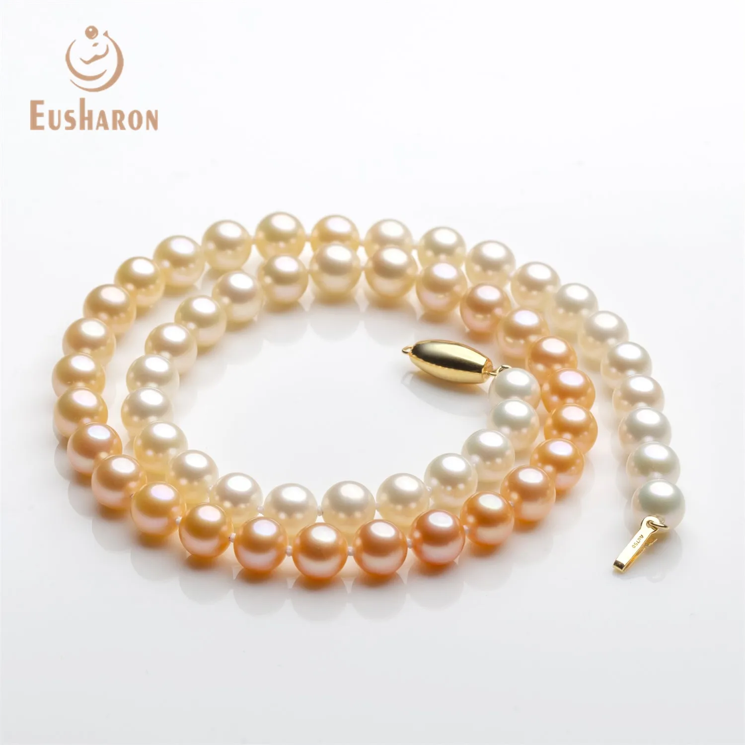 6-8mm AAA Pink Gradient Color Freshwater Pearl Necklace