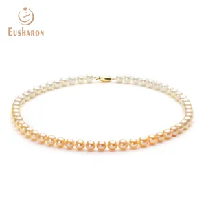 6-8mm AAA Pink Gradient Color Freshwater Pearl Necklace