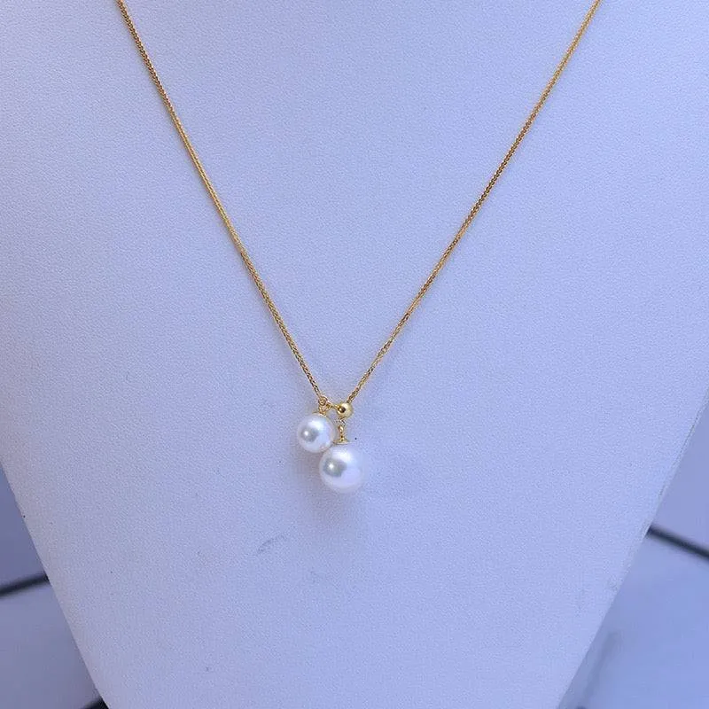 6-9mm Freshwater Pearl & Dual Pendant Necklace