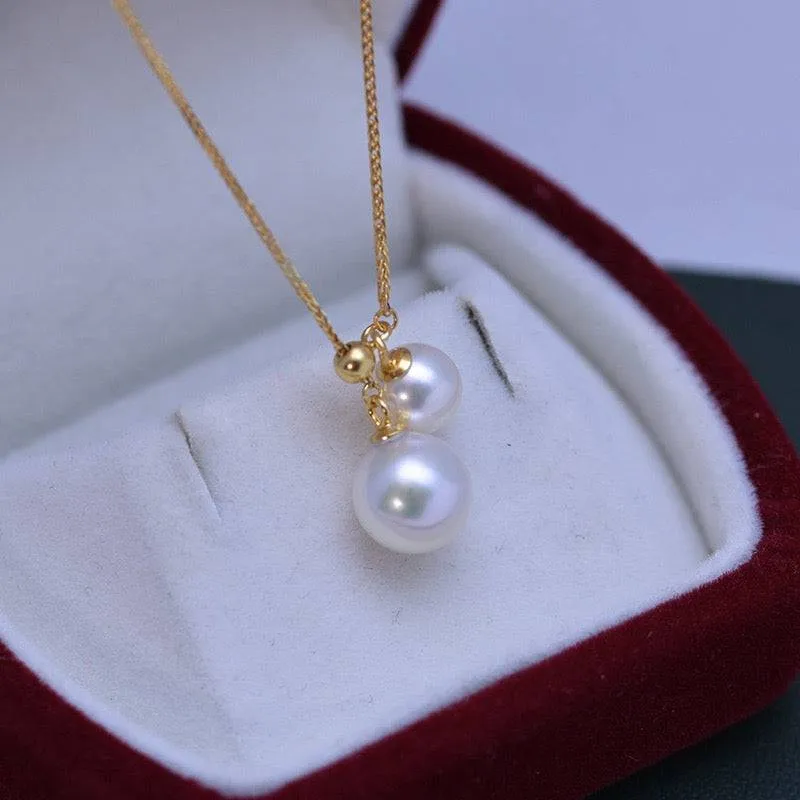 6-9mm Freshwater Pearl & Dual Pendant Necklace