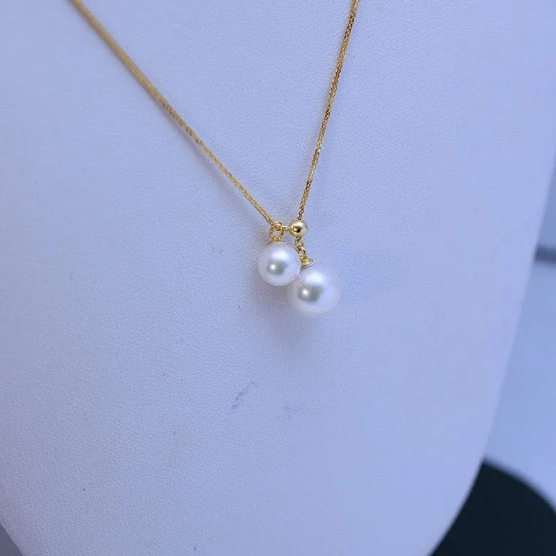 6-9mm Freshwater Pearl & Dual Pendant Necklace