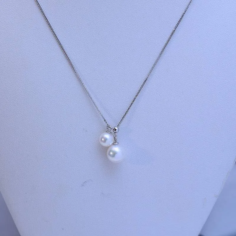 6-9mm Freshwater Pearl & Dual Pendant Necklace