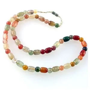 6mm Round and 8mm Oval Rainbow Rutilated Quartz (Hair Quartz) Necklace