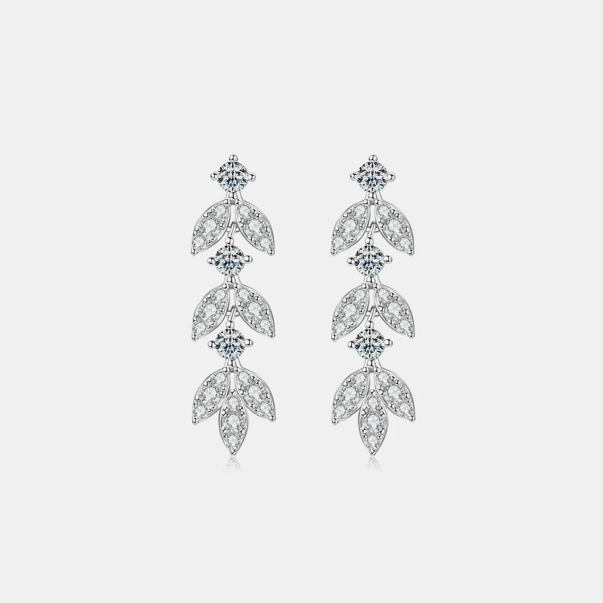 925 Sterling Silver Moissanite Leaf Earrings