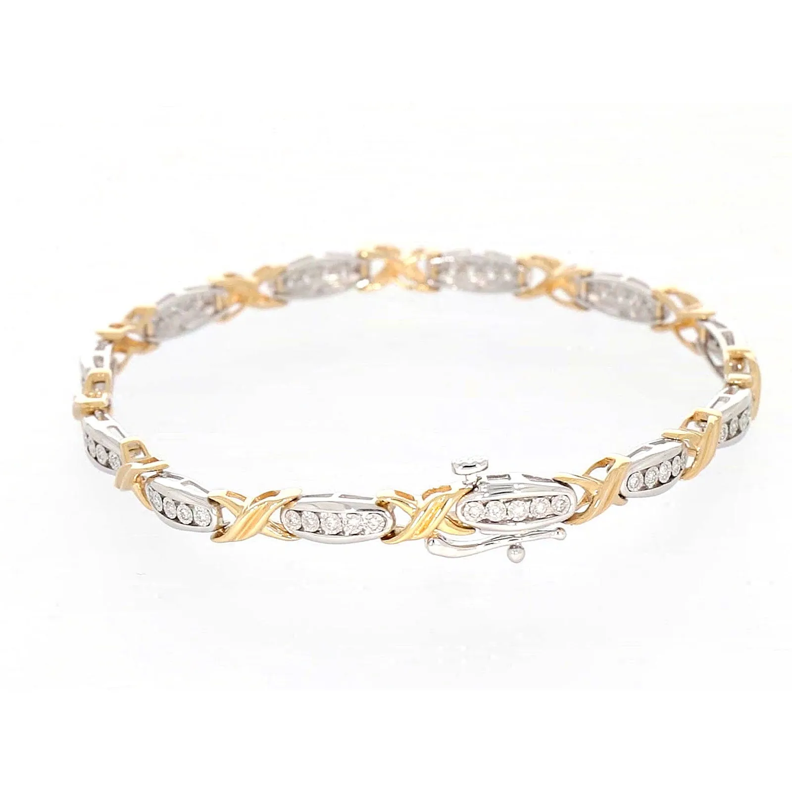 9ct Two Tone Gold Round Brilliant Cut with 0.30 Carat tw of Diamonds Bracelet