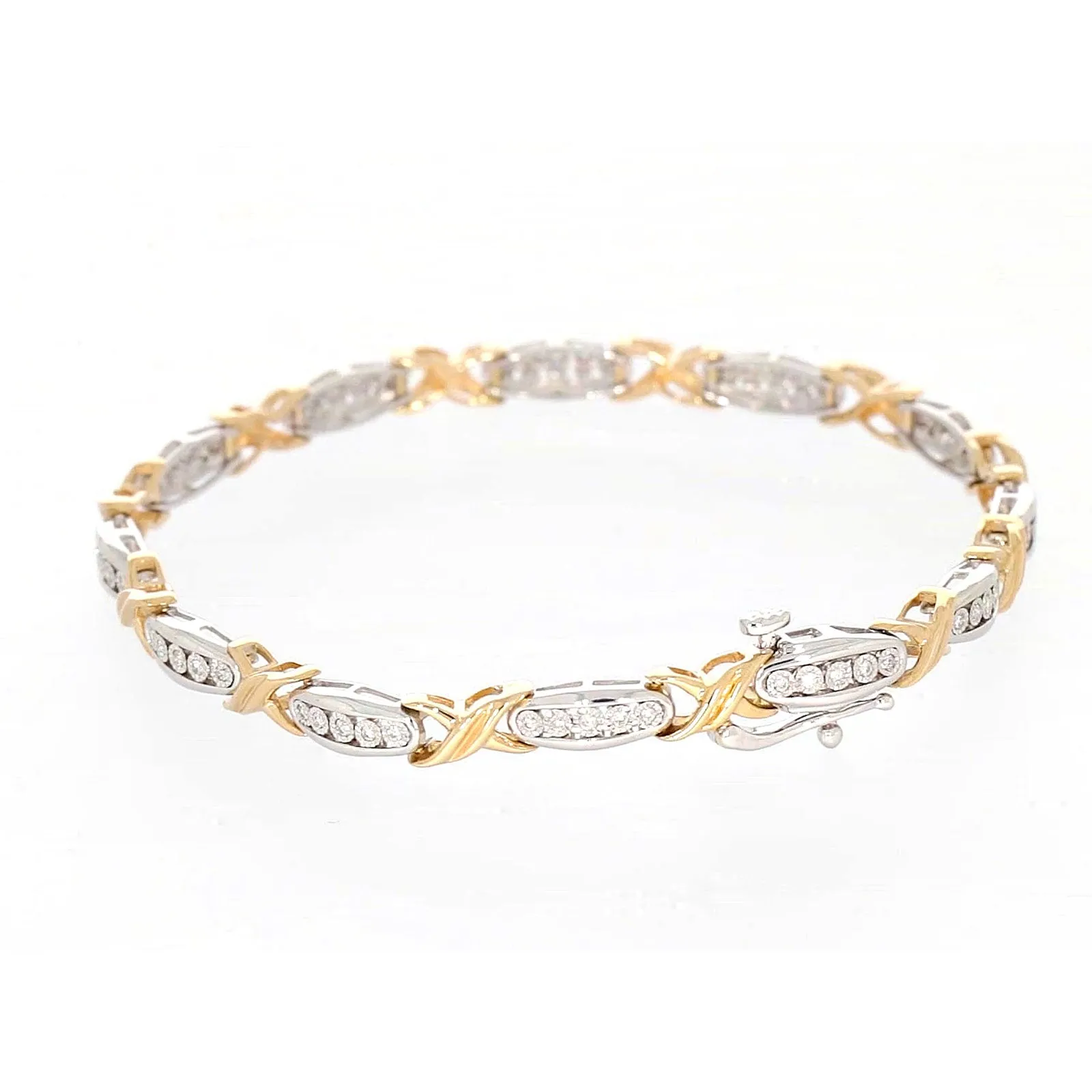 9ct Two Tone Gold Round Brilliant Cut with 0.30 Carat tw of Diamonds Bracelet