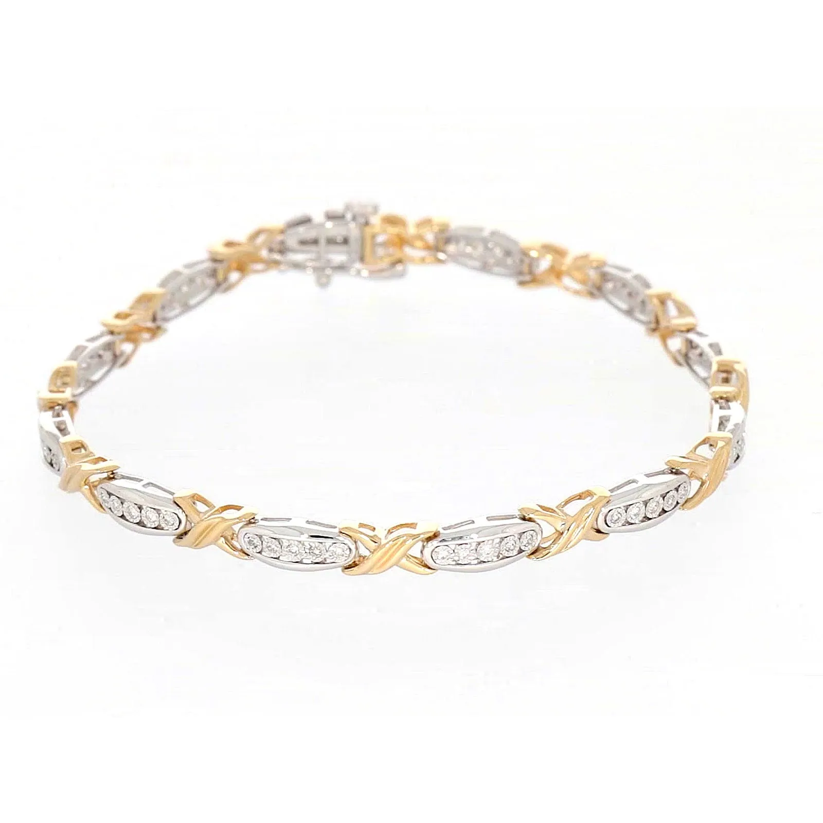 9ct Two Tone Gold Round Brilliant Cut with 0.30 Carat tw of Diamonds Bracelet