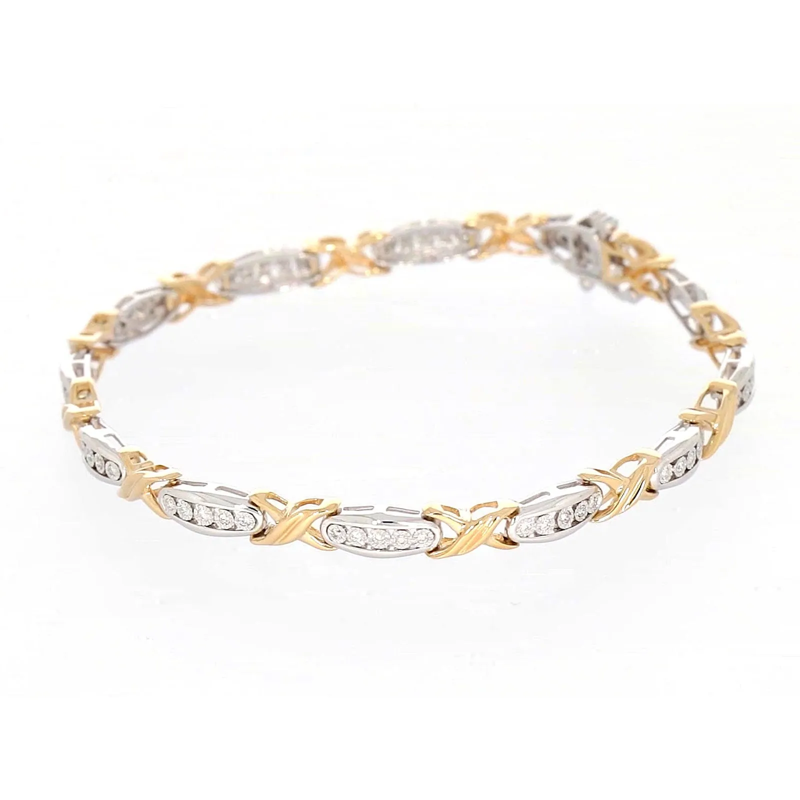 9ct Two Tone Gold Round Brilliant Cut with 0.30 Carat tw of Diamonds Bracelet