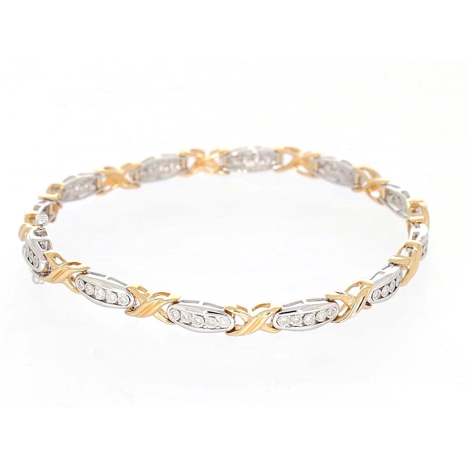 9ct Two Tone Gold Round Brilliant Cut with 0.30 Carat tw of Diamonds Bracelet