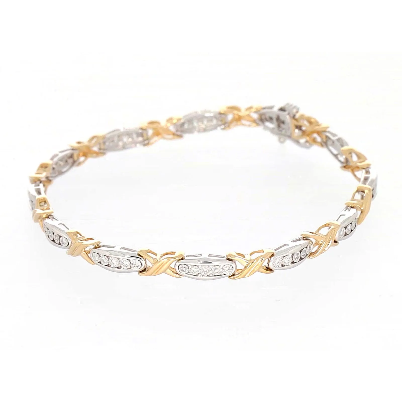 9ct Two Tone Gold Round Brilliant Cut with 0.30 Carat tw of Diamonds Bracelet