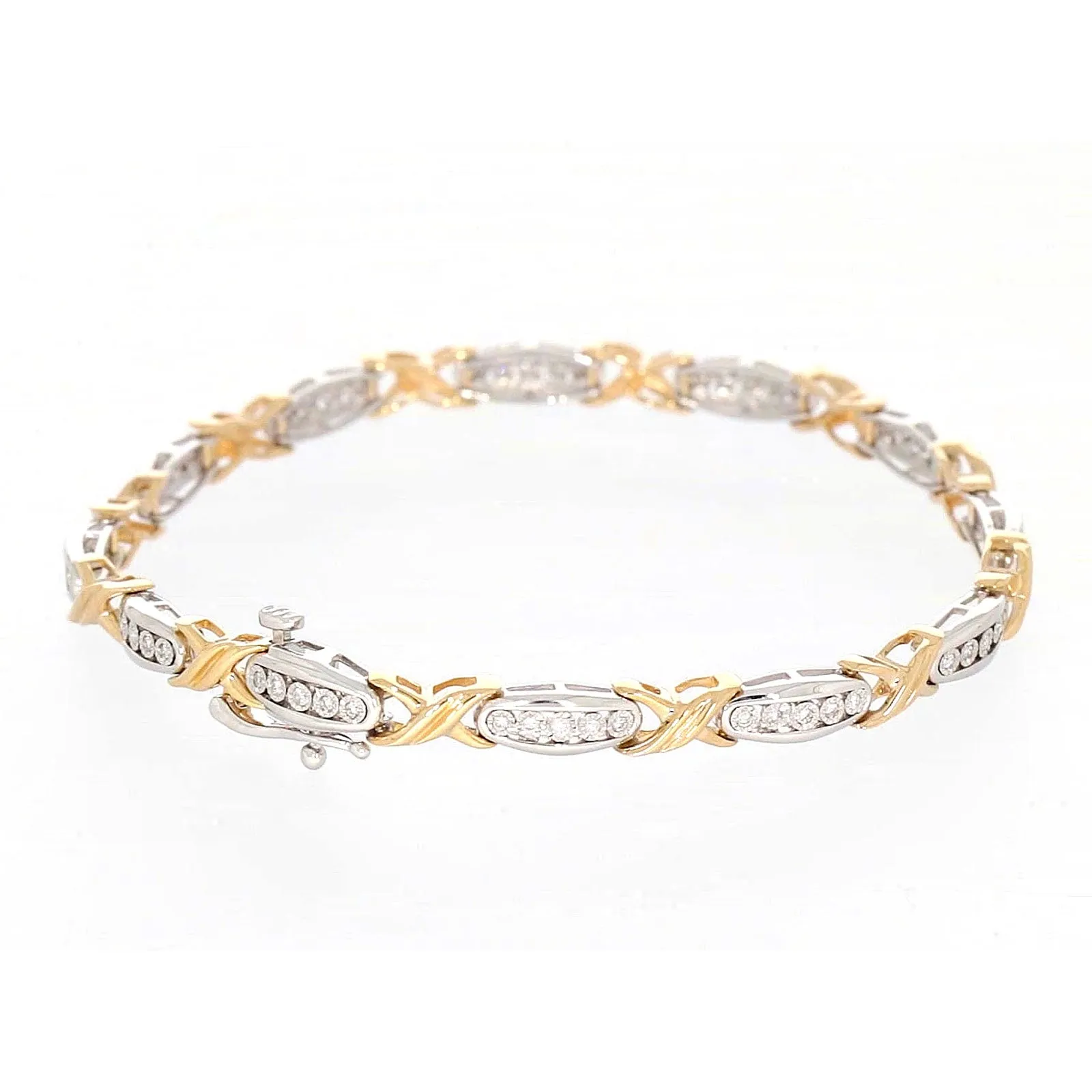 9ct Two Tone Gold Round Brilliant Cut with 0.30 Carat tw of Diamonds Bracelet